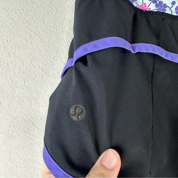 Lululemon Black Blue Purple Run Speed Athletic Athleisure Shorts Size 4 - Picture 3 of 6